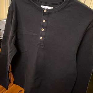 Goodfellow & Co Black Long Sleeve Henley